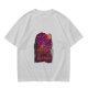 Olive T-Shirt with Purple Sunset Boat Scene Graphic