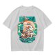 Olive T-Shirt with Cartoon Pirate Ship Blue Sea Cruise Print
