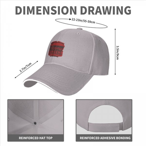 Black baseball cap with Benny's Burgers graphic print