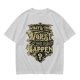 Olive t-shirt with 'What's the Worst That Could Happen?' vintage-style print