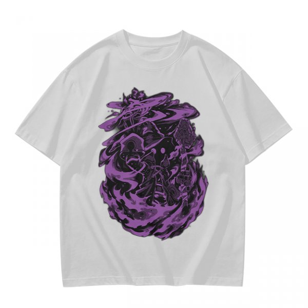 Olive Green T-Shirt with Purple Abstract Swirling Graphic Print