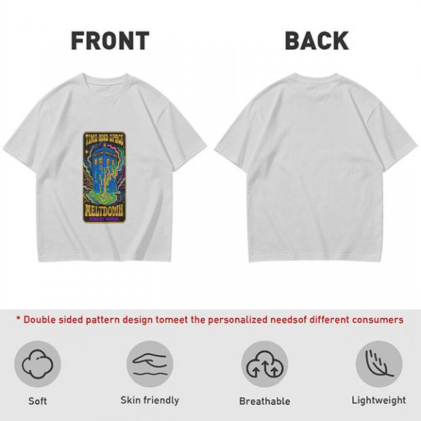 Olive T-Shirt with Psychedelic Time and Space Meltdown Tardis Art