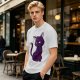Olive T-Shirt with Sassy Black Cat and Crescent Moon Graphic