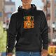 Black hoodie with Halloween pumpkin and character graphic print
