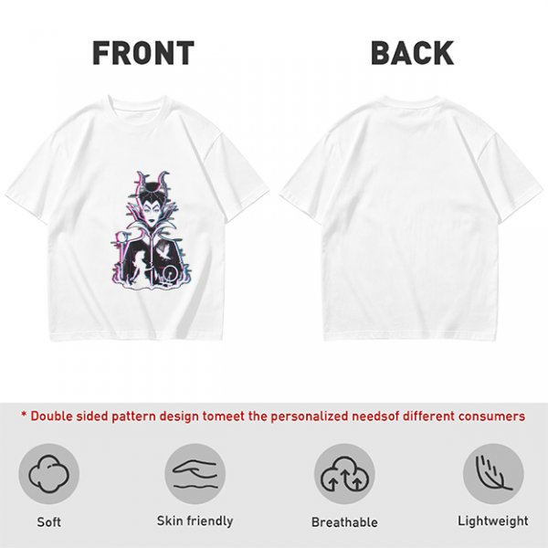 Olive T-shirt with Maleficent Glitch Art Print