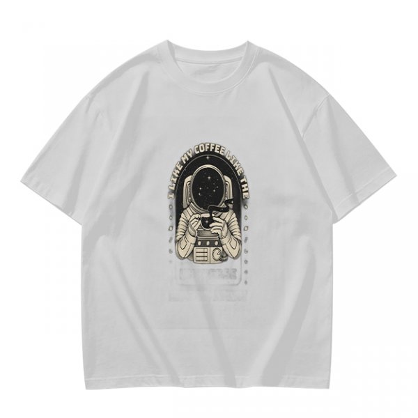 Olive Astronaut Coffee T-Shirt With Space Themed Graphic