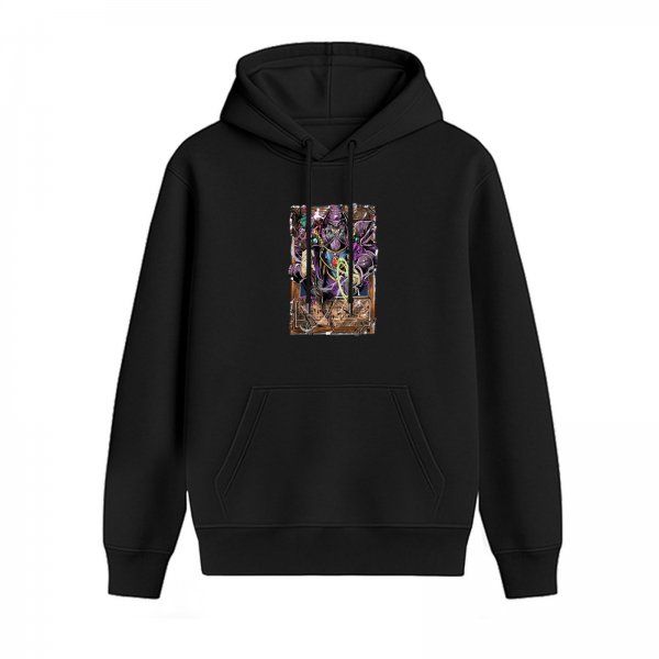 Black Hoodie With Fantasy Villain Graphic Print