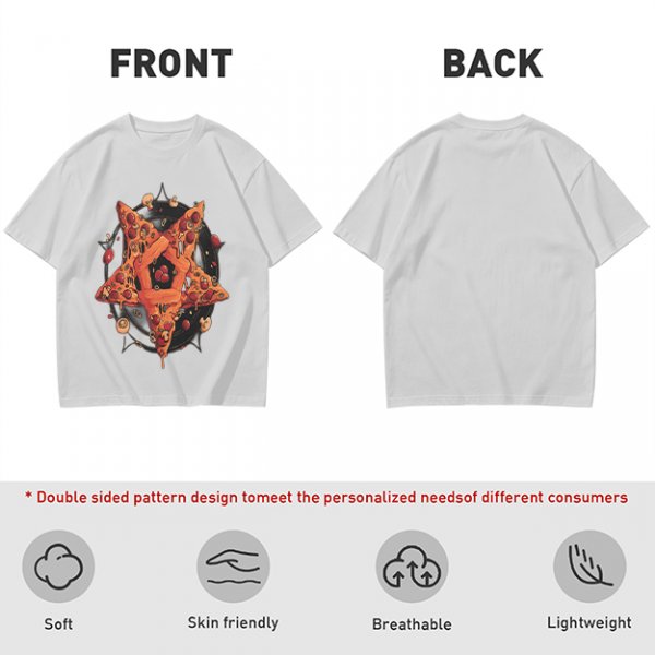 Olive T-Shirt With Pizza Pentagram Graphic Design