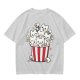 Olive T-Shirt With Cute Kitten Popcorn Bucket Graphic