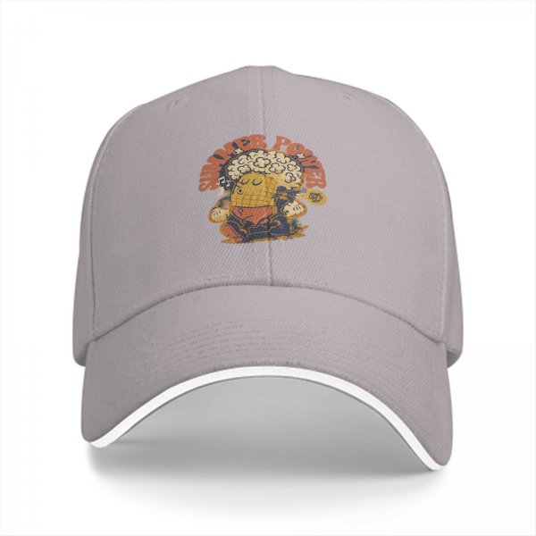 Black baseball cap with retro summer power corn graphic print