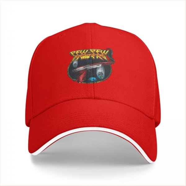 Black baseball cap with Pew Pew Fighters space gun graphic