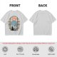 Olive T-shirt with Black Cat Viewing Mount Fuji Sunrise Art