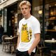 Olive Green T-Shirt With Cute Surprised Yellow Tabby Cat Graphic