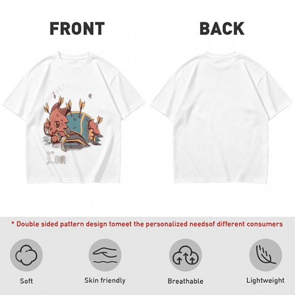 Olive T-shirt with Chibi Wounded Fantasy Creature Graphic