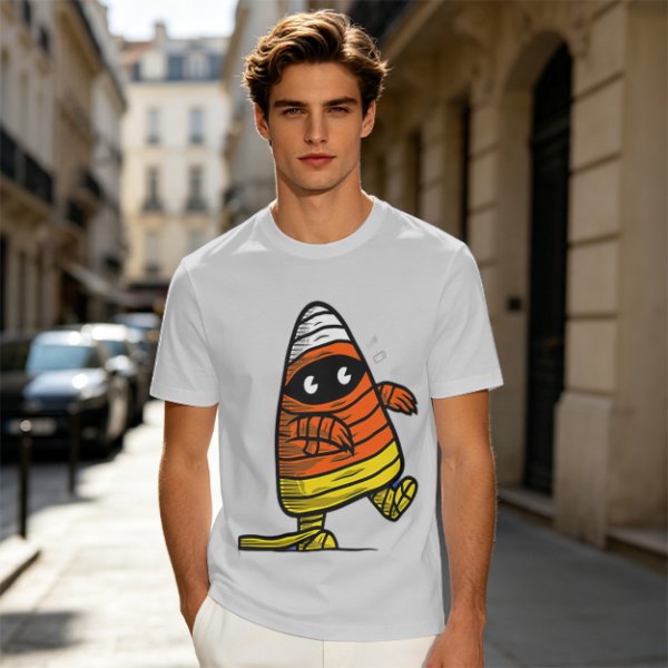 Olive T-Shirt with Mummy Candy Corn Halloween Graphic
