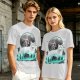 Olive T-Shirt With Wolf Warrior And Moon Forest Art Print