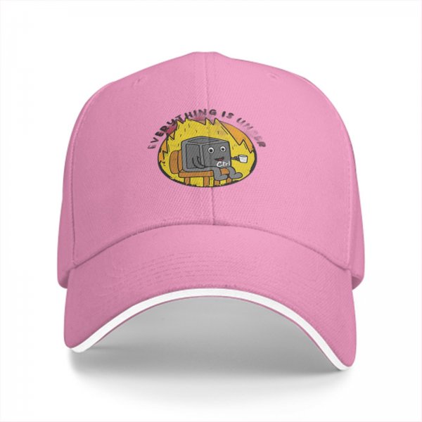 Black baseball cap with cartoon Ctrl character holding a coffee mug