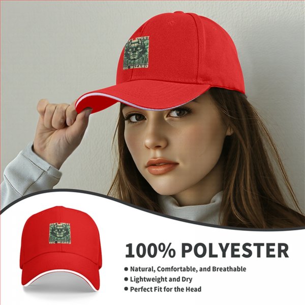 Black baseball cap with 'Don't Trust The Wizard' robot graphic