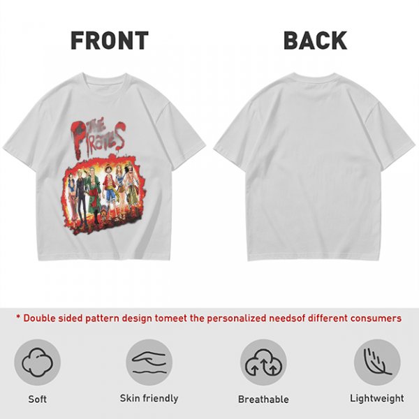 One Piece Pirates Anime Graphic Olive T-Shirt