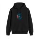 Black hoodie with cute cartoon dragon reading a book graphic