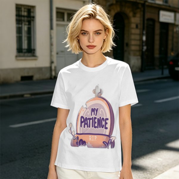 Olive T-Shirt With 'My Patience' Gravestone Graphic Print