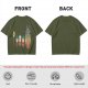 Olive T-shirt with cartoon characters print featuring Totoro and small figures