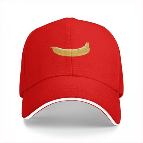Black Baseball Cap With Banana Graphic Print