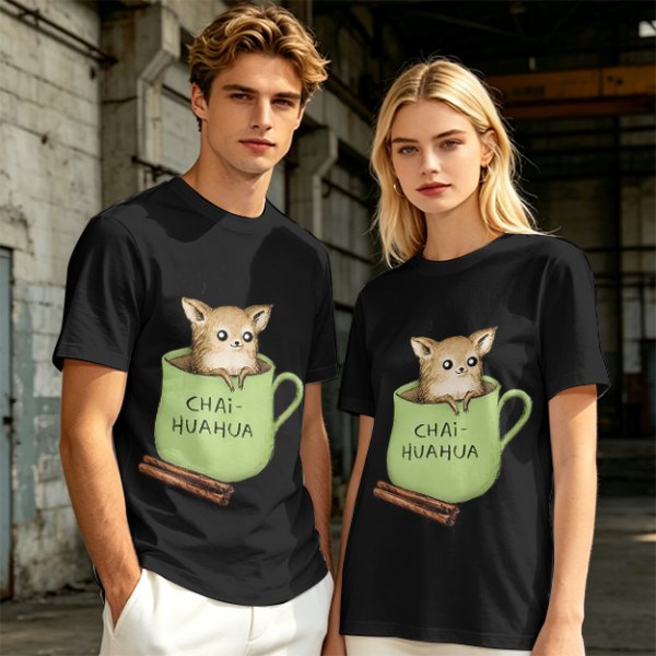 Chihuahua in tea cup chai huahua graphic t-shirt