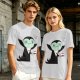 Olive T-Shirt With Tired Vampire Holding Bat Mug Graphic