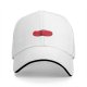 Black Baseball Cap With Red Split Bean Graphic Design
