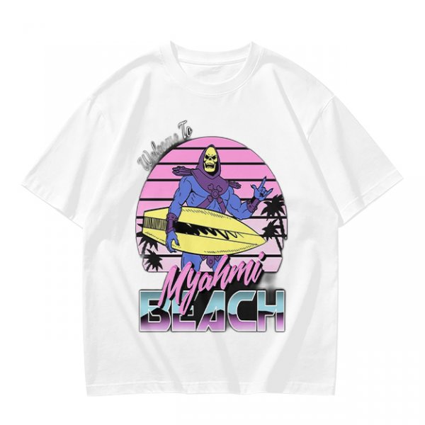 Welcome to Myahmi Beach Skeletor Surf Graphic T-Shirt
