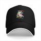 Black Baseball Cap With Dancing Unicorn Rainbow Graphic