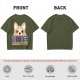 Olive t-shirt with corgi graphic and 'I'll Be Watching You' snack quote