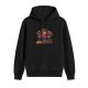 Black hoodie with a grumpy bear holding a mug and smoke design