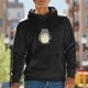 Black hoodie with grumpy Totoro graphic print