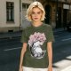 Olive T-shirt with Totoro and Cherry Blossom Tree Art Print