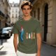 Olive T-Shirt With Blue Monster And Ghost Graphic Print