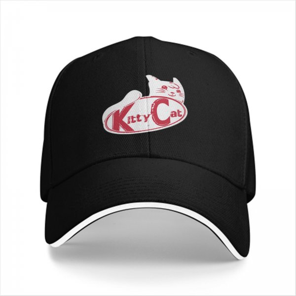 Black baseball cap with Kitty Cat graphic and text