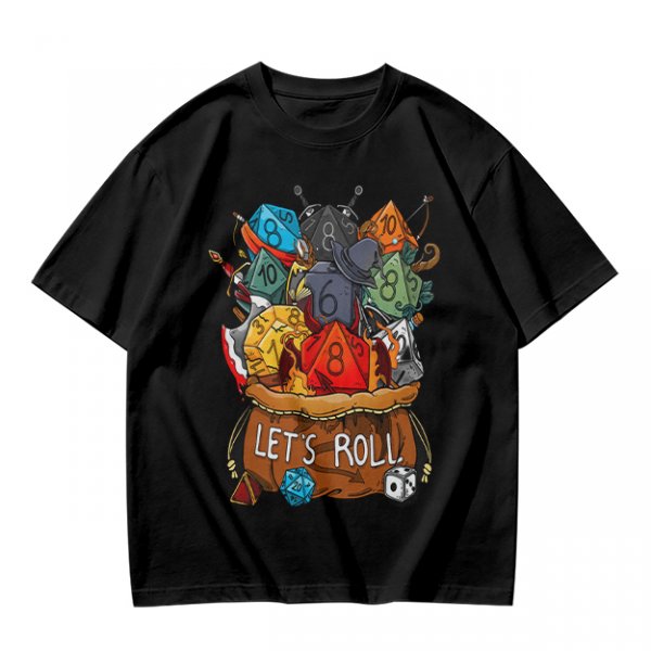 Olive Dungeons and Dragons Dice Bag Let's Roll Graphic T-Shirt
