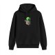 Black hoodie with cute green alien reading 'Believe in Yourself'