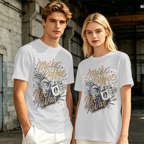 Make Coffee Not War Skeleton Hand Graphic T-Shirt