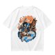 Olive T-shirt with Skeleton Musician Playing Guitar Over Ocean Waves
