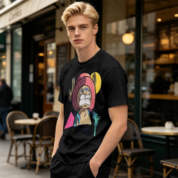 Olive T-shirt with Crying Tony Tony Chopper Graphic Print