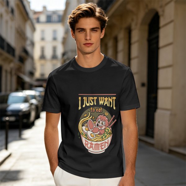I Just Want To Eat Ramen Cute Anime Character T-Shirt