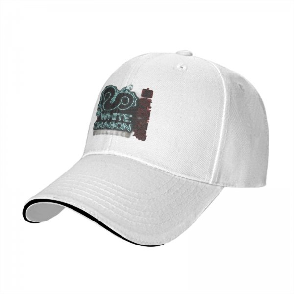 Black baseball cap with White Dragon neon style graphic print