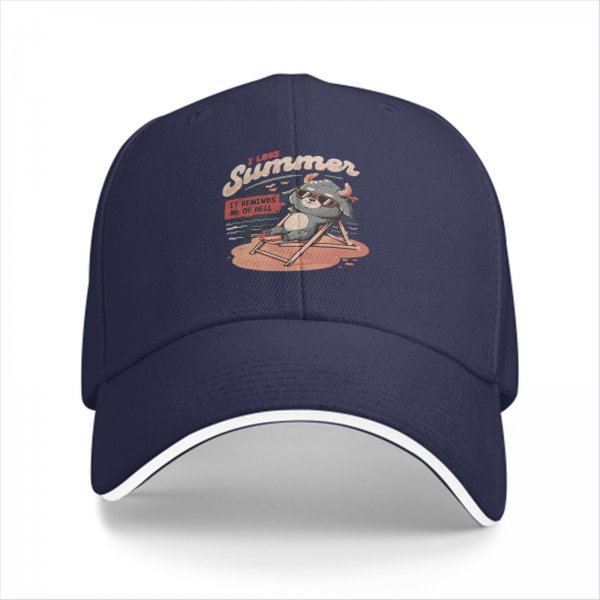 Black baseball cap with 'I Love Summer' hellish devil beach graphic