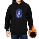 Black hoodie with neon gothic character graphic print