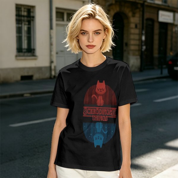 Schrödinger Things Cat Graphic Olive T-Shirt