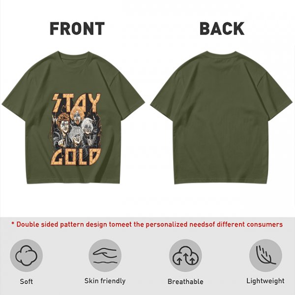 Olive Graphic T-Shirt with Stay Gold Rock Band Artwork