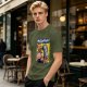 Olive graphic t-shirt with We Can Fist It! armored warrior print